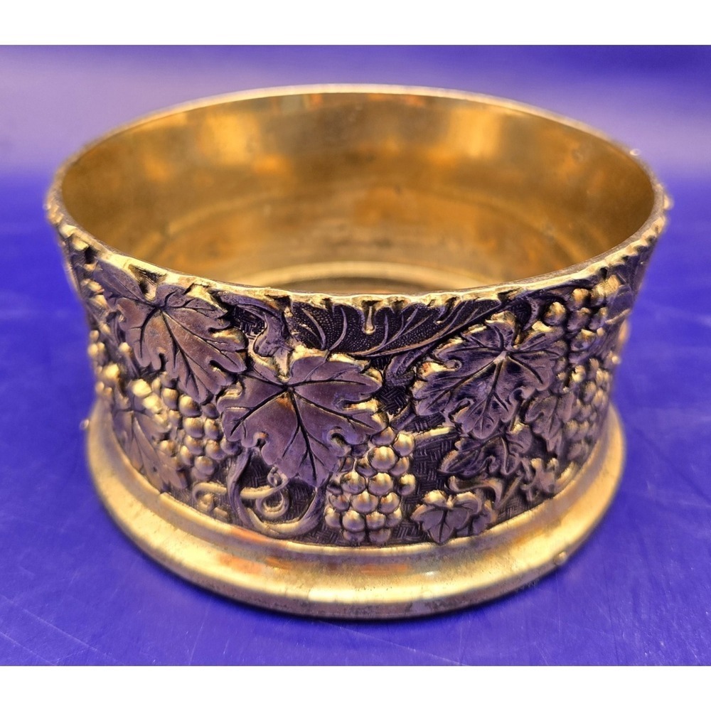 Wine Bottle Coaster, Silverplated Vintage Grapes Design. Japanese